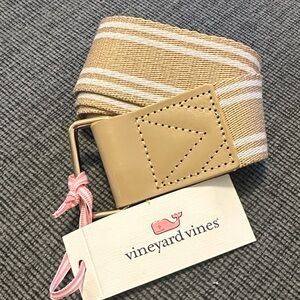 Vineyard Vines Beige and White Striped Belt